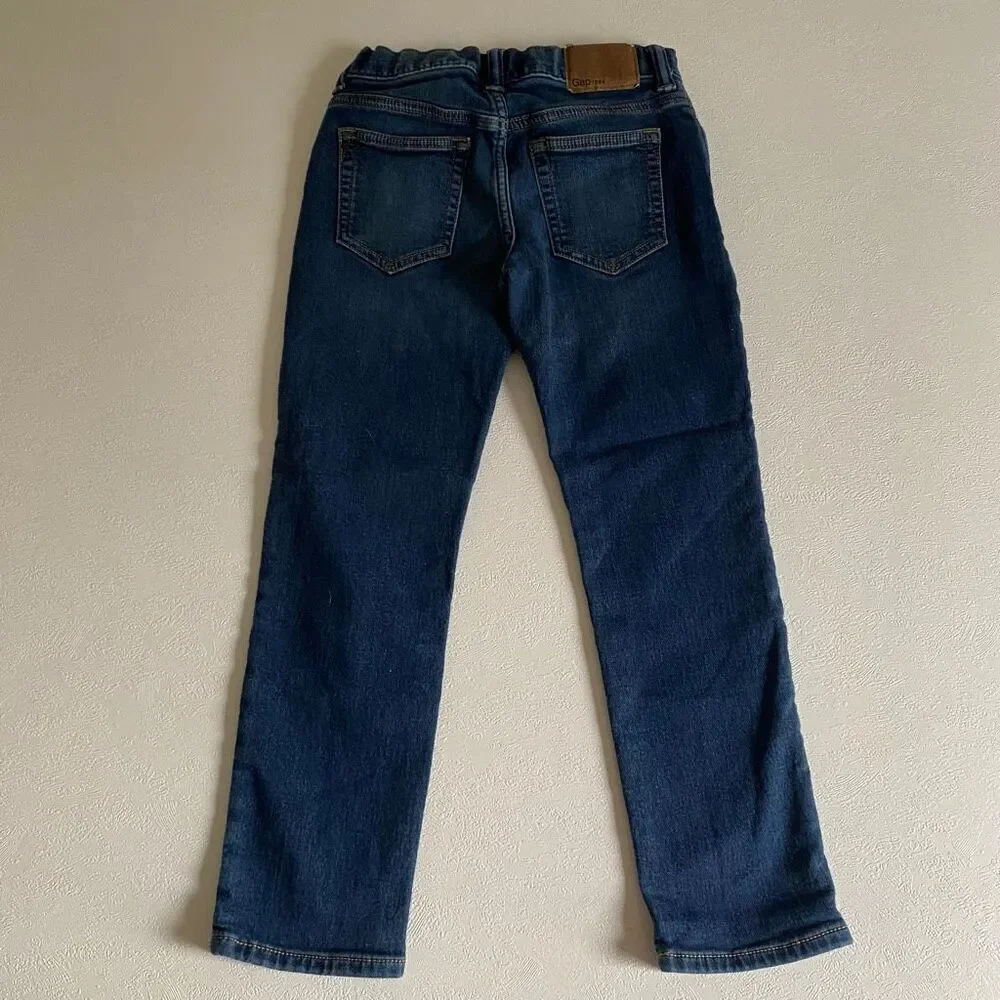Boys Dark Wash Slim Jeans Size 5–6 Adjustable Waist Soft Denim